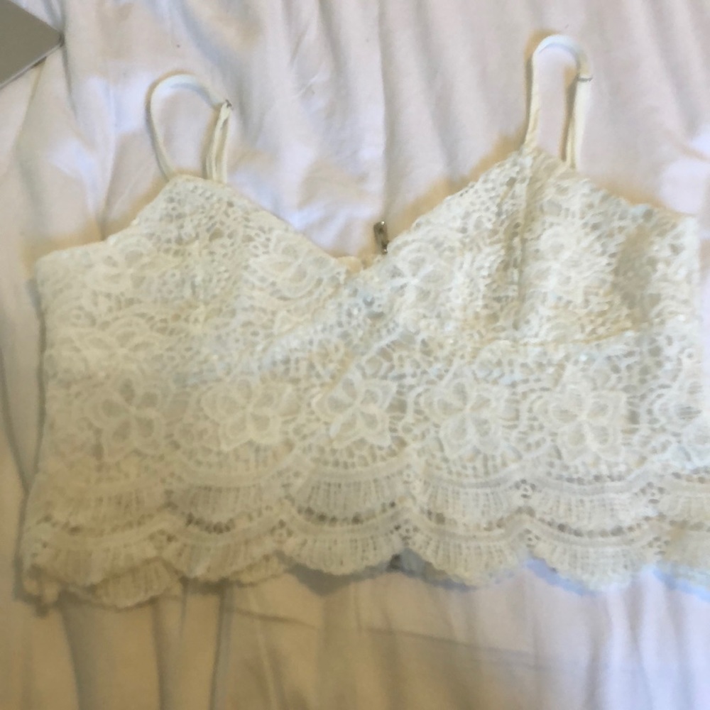 Shein Lace Zip Up crop top